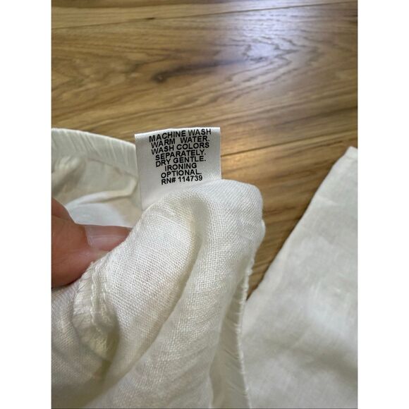 Flax linen white relax fit pants size M - Picture 6 of 9